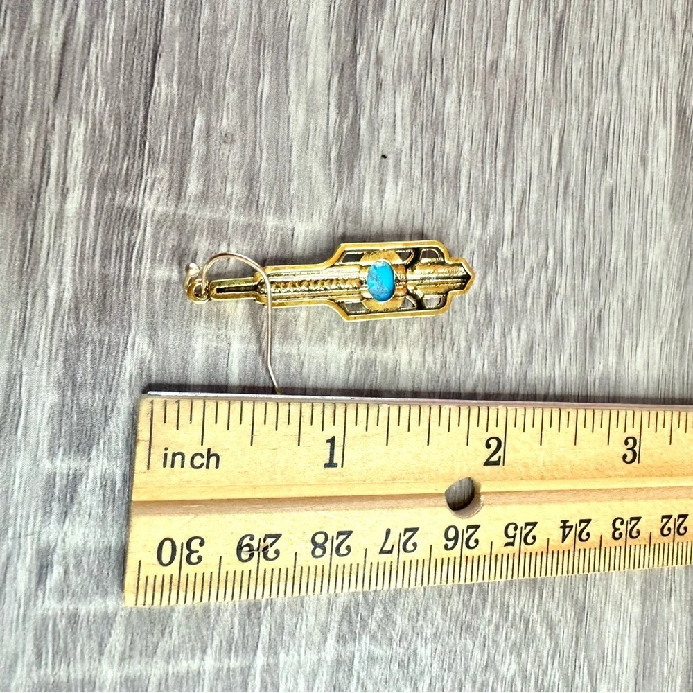 2/$30🌵 Gold Turquoise Stone Art Deco Earrings Vintage Style Gatsby Jewelry NEW